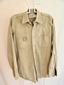 CAMISA VINTAGE SADDLE KING WESTERN LS ALGODÓN PESADO BROCHES DE PRESIÓN PERLA 15.5 35 LARGO EE. UU. - Imagen 1 de 11