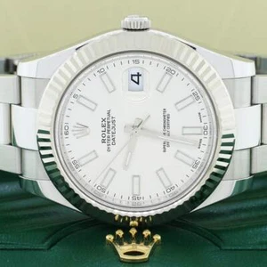 Rolex Datejust II White Gold Fluted 41mm Factory Stick Steel 116334 Box&Papers - Picture 1 of 7
