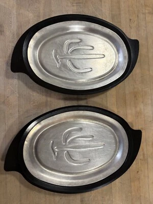 2 Vintage Nordic Ware 310 Cactus Sizzle Steak Sizzling Platter  w/ Bakelike Tray - Image 1 of 4