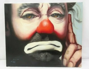 Clown Painting Rusty Rust EMMETT KELLY Oil Canvas 1982 1/250 24" x 20" Thinking - Picture 1 of 12