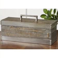 Uttermost Lican Farmhouse Fir Wood and Metal Decorative Box in Silver