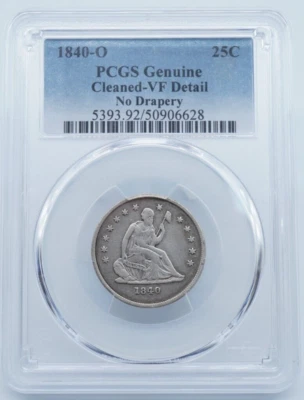 1840-O Seated Liberty 25c Quarter PCGS Genuine VF Detail No Drapery - U728 - Image 1 of 4