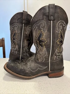 Laredo 9.5M Women’s Spellbound Studded Sqr Toe Dress Boots Midcalf Low Heel 1-2" - Picture 1 of 8