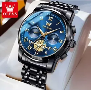 OLEVS Fashion Business Herrenuhr Multi-Zeitzone Stahl Luxus Quarz Armbanduhr - Bild 1 von 2