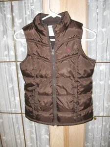 Old Navy Unisex Vest Brown SZ XL Quilted Zip Up Pockets Fleece Lined WarmTick - Picture 1 of 5