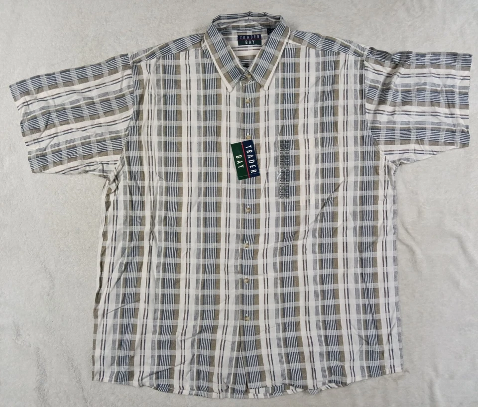 Trader Bay Brand Short Sleeve Button Up Shirt Vintage Size XL Tall NWT NOS  - Image 1 of 4