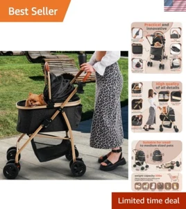 Pet Stroller Small Medium Dogs Cats Oxford Aluminum Foldable Black - Picture 1 of 9