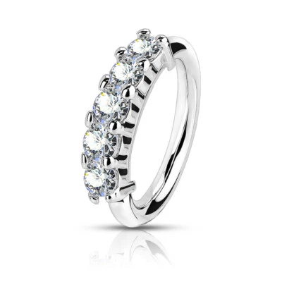 Pendientes de cartílago caracola daith tragus hélice nariz aro forrado de 5 circonitas anillos para labios  Foto 1 de 4