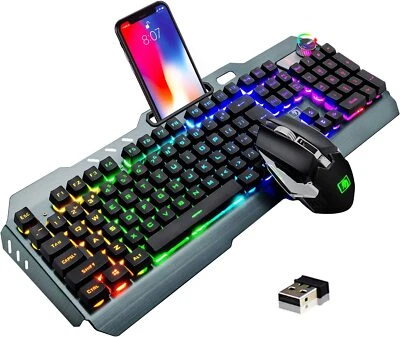 Wireless Keyboard and Mouse Set ,Mechanical Feel gaming keyboard ,Rechargeable - Image 1 of 4