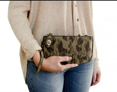 JOY SUSAN Cuero Vegano Estampado CAMO Muñequera Cartera Bolso sin asas Cartera Foto 1 de 4