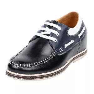 Semi Tall Mens JOTA's Boat Black Moccasin Shoes 2.4" Height Taller GKC23 - Picture 1 of 5