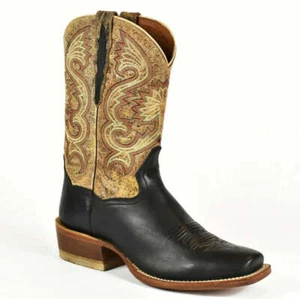 Dan Post Roper Cowboy Boot- Cowboy Certified- Black Leather-Square Toe 130 - Picture 1 of 3