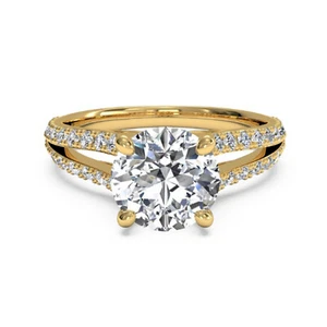 Anello Sposa Fidanzamento Diamante Vero Certificato 0,75 Ct Oro Giallo Massiccio 14K 5,5 - Foto 1 di 6