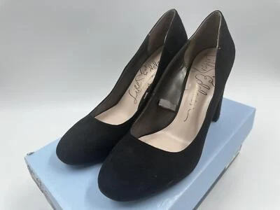 Libby Edelman Mujer Damas Negro Imitación Gamuza Tacón Bloque Moda Tacones Talla 8M NUEVO Foto 1 de 4