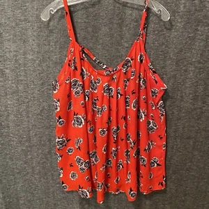 Torrid Top Damen 3 3X rot schwarz Blumen verstellbar kreuz und quer fließend Tank Bluse - Bild 1 von 10