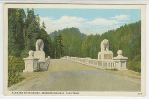 Vista postal de CA del puente del río Klamath - Redwood Highway c1940 de colección QQ - Imagen 1 de 2