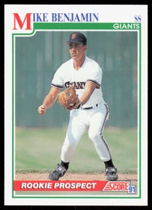 1991 Score 345 Mike Benjamin San Francisco Giants - Picture 1 of 2