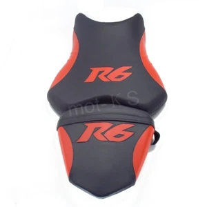 Front+Rear Driver & Passenger Pillion Seat For Yamaha YZF-R6 2006-2007 Black+Red - Picture 1 of 11