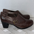 Clarks Bendables Scheme Oyster Bootie Womens 8 M Brown Leather Heel Shoe