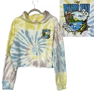 Psycho Tuna Hoodie L Tie Dyed Cropped Parrot Iguana Paddleboard Beach Tropical - Picture 1 of 9