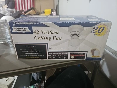 Seabrook Hill Ceiling Fan - 42” Antique Brass 4 Blade Reversible - White  - Image 1 of 4