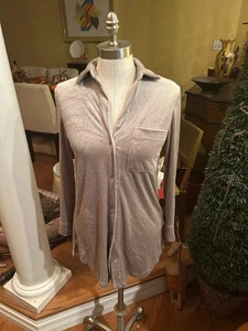 Soma Pyjama/Lounge Oberteil in Beige Rippvelours Langarm Tasche Urlaub XS - Bild 1 von 7