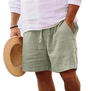 PANTALONCINI UOMO COTONE LINO ESTIVI SPORT PALESTRA JOGGING MARE CASUAL - Imagen 1 de 23