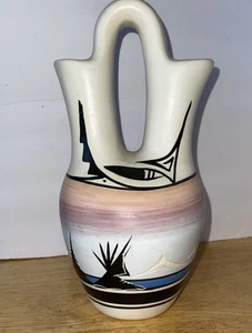 Native American Pottery Navajo Wedding Vase Hand Painted Signed Bale Navajo 10” - Picture 1 of 13