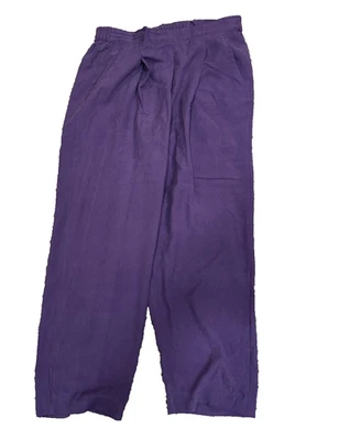 Pantalones morados de pierna ancha de seda pura de Amanda Smith para mujer elásticos. Cintura Talla. 8 Foto 1 de 4