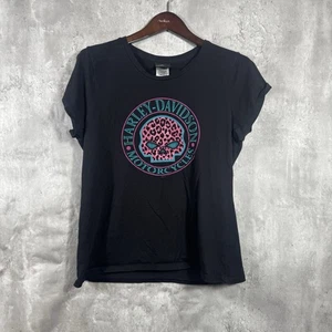 Harley Davidson Shirt Womens XL Black Short Sleeve Skull Graphic - Picture 1 of 7