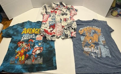 Marvel Super Heroes Short Sleeve Shirts Lot  2 T-Shirts 1 Button Up Boys 5/6 XS - Image 1 of 4