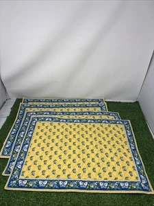 Set Of 4 Vera Bradley Place Mats Yellow And Blue Butterfly And Floral Print  - Picture 1 of 15