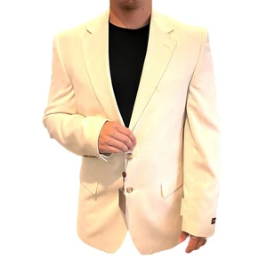 Chaqueta Blazer Talla Grande Covington Para Hombre Blanca Lino Nueva Con Etiquetas Náutica Dinero Antiguo - Imagen 1 de 12