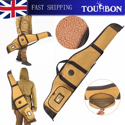 TOURBON 48" Canvas Leather Rifle Bag Scope Protector Padded Case Ammo Pouch Gift - Image 1 of 4