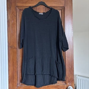 Ladies Black Tunic Top Open Size - Picture 1 of 3