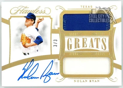 Tarjeta automática Nolan Ryan 2020 Panini Flawless Greats Holo Gold parche doble GDM-NR 3/3 Foto 1 de 2