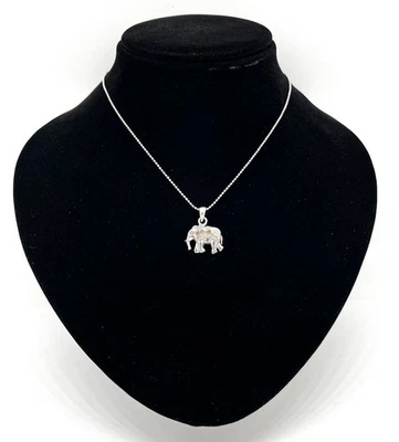 Modeschmuck Kette mit Anhänger, Elefant, simulierte Diamanten, 40 cm lang - Bild 1 von 2