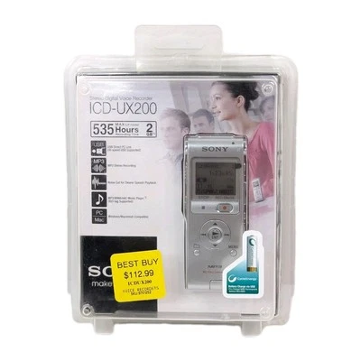 Sony ICD-UX200 Stereo Digital Voice Recorder USB 2GB MP3 2010 Windows/Mac New  - Image 1 of 4