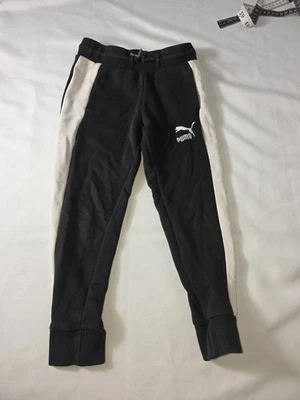 Pantalones deportivos informales PUMA para niñas jóvenes talla 5 negros/blancos Foto 1 de 4