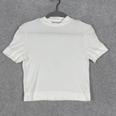 Regata Babaton Aritzia com nervuras gola simulada branca feminina M minimalista Scandi - Imagem 1 de 4