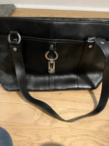 Vintage Etienne Aigner Black Leather Purse Handbag Shoulder Bag Med/Lg - Picture 1 of 8