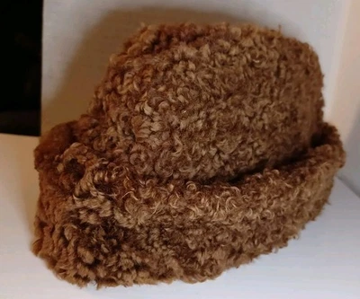 Sombrero cosaco de lana de cordero rizado de colección marrón 7 1/8 hecho en Suecia para Union S. Africa Foto 1 de 4