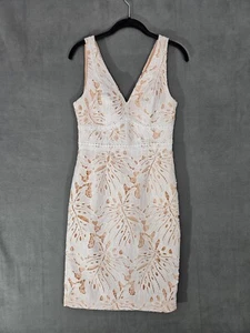 Anthropologie Gardenia Spitzen Säulenkleid Maeve V-Ausschnitt nude elfenbein kokett Größe 2 - Bild 1 von 10
