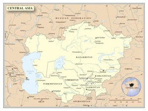Central Asia Political Administrative Waterways Region Map Poster Print XL - Picture 1 of 1