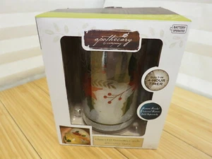 Apothecary Glass LED Poinsettia Flickering Battery Powered Candle - Daily Timer - Picture 1 of 9