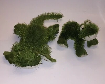 GANZ Webkinz HM186 Greeen GECKO Lizard  & Lil’ Kinz Frog HS001- Plush Only - Image 1 of 3