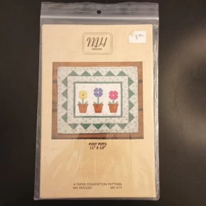Posy Pots Quilt Craft Pattern MH Designs 11" x 13" 1996 Pansies Flowers VTG - Picture 1 of 7