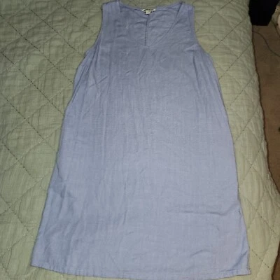 Nuevo Vestido Orvis para Mujer Mezcla de Lino Sin Mangas Cuello en V Azul Claro, Mediano Foto 1 de 3