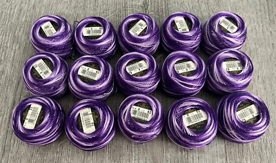 DMC Pearl Cotton Ball Size 8 87yd Variegated Violet Lot Of 15 - Image 1 of 2