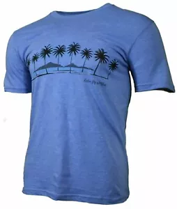 T-shirt uomo palme stampa montagna oceano, azzurro, 100% cotone, M-2XL - Foto 1 di 4
